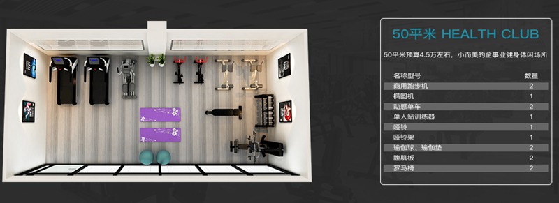 50平方健身室-huatihui健身器材企事业健身解决方案 50平方健身室-huatihui健身器材企事业健身解决方案